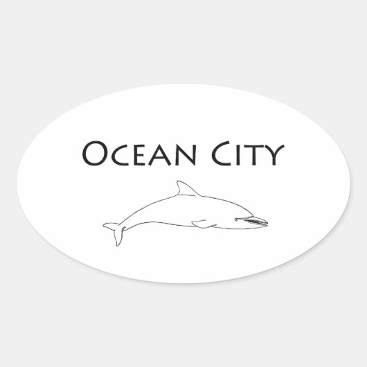 Ocean City Maryland Logo (dolfijn) Ovale Sticker (Voorkant)