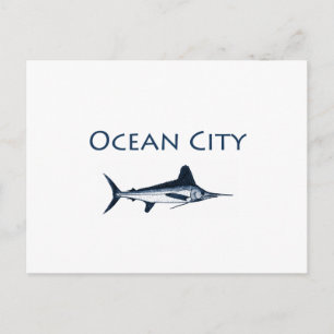 Ocean City Maryland Logo (witte marlijn) Briefkaart
