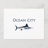 Ocean City Maryland Logo (witte marlijn) Briefkaart (Voorkant)