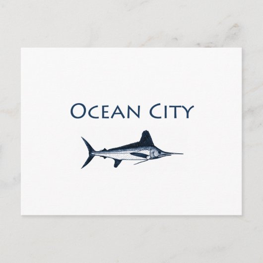 Ocean City Maryland Logo (witte marlijn) Briefkaart (Voorkant)
