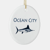 Ocean City Maryland Logo (witte marlijn) Keramisch Ornament (Rechts)