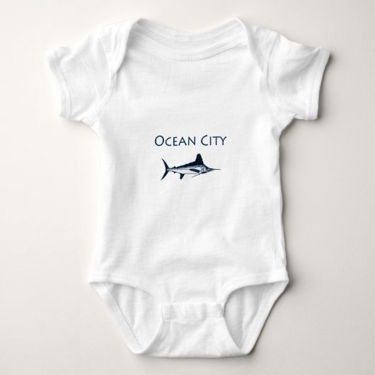 Ocean City Maryland Logo (witte marlijn) Romper (Voorkant)