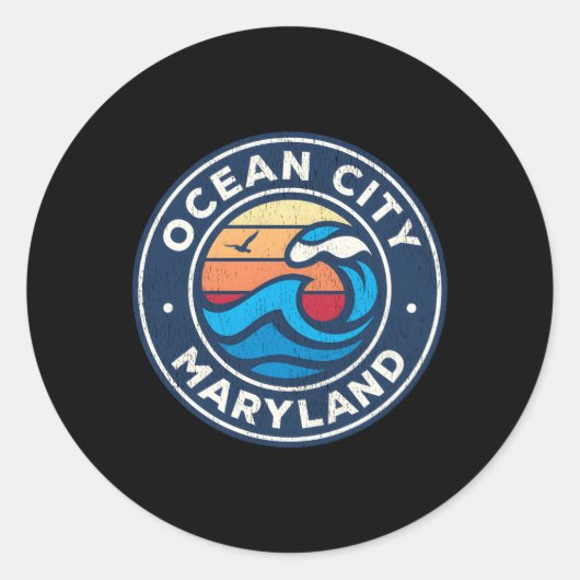Ocean City Maryland Md nautische golven Ronde Sticker (Voorkant)