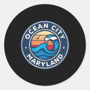 Ocean City Maryland Md nautische golven Ronde Sticker