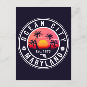 Ocean City Maryland Retro Sunset Souvenirs 60s Briefkaart