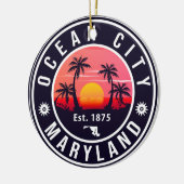 Ocean City Maryland Retro Sunset Souvenirs 60s Keramisch Ornament (Links)