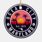 Ocean City Maryland Retro Sunset Souvenirs 60s Keramisch Ornament (Achterkant)