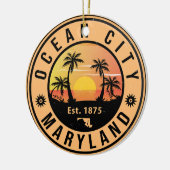 Ocean City Maryland Retro Sunset Souvenirs 60s Keramisch Ornament (Links)