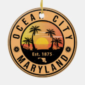 Ocean City Maryland Retro Sunset Souvenirs 60s Keramisch Ornament (Achterkant)