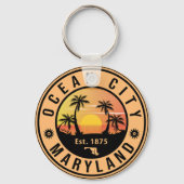 Ocean City Maryland Retro Sunset Souvenirs 60s Sleutelhanger (Achterkant)