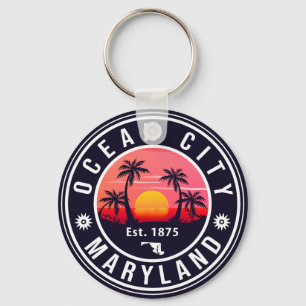Ocean City Maryland Retro Sunset Souvenirs 60s Sleutelhanger