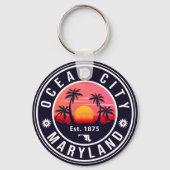 Ocean City Maryland Retro Sunset Souvenirs 60s Sleutelhanger (Achterkant)