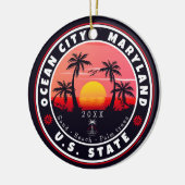 Ocean City Maryland Retro Sunset Souvenirs 80s Keramisch Ornament (Links)