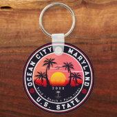 Ocean City Maryland Retro Sunset Souvenirs 80s Sleutelhanger (Achterkant)