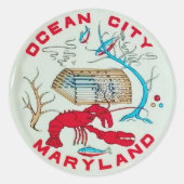 "Ocean City Maryland Ronde Sticker (Voorkant)