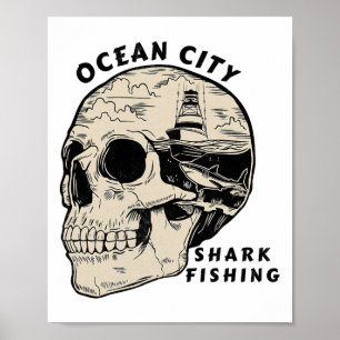 Ocean City Maryland Strand Haaien Vissen Zout Poster
