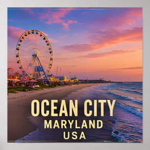 Ocean City Maryland Strand Reis Cadeau Poster