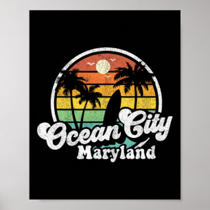 Ocean City Maryland Strandvakantie Retro Surfen S Poster