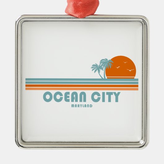 Ocean City Maryland Sun Palm Trees Metalen Ornament (Voorkant)