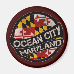 Ocean City Maryland vlag grunge magnet