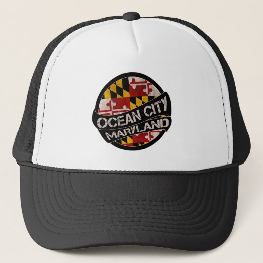 Ocean City Maryland vlaggen vrachtwagenhoed Trucker Pet (Voorkant)