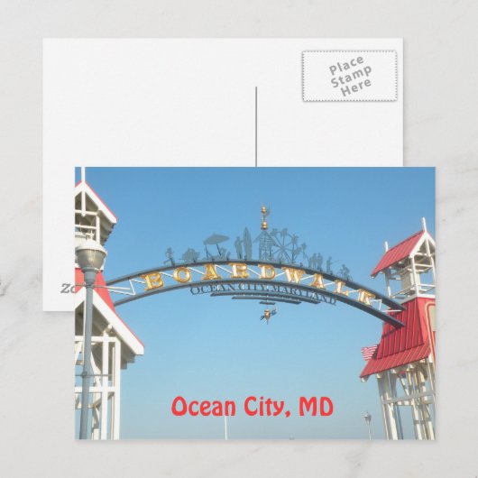 Ocean City, MD Briefkaart (Voorkant / Achterkant)