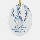 Ocean City MD Kaart Marine Trouwfoto Kerstmis Keramisch Ornament (Rechts)