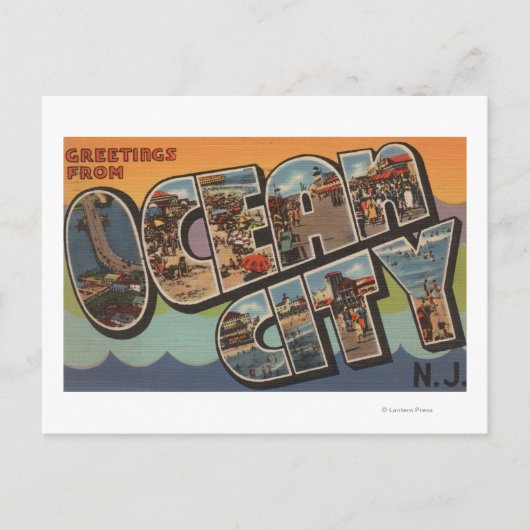 Ocean City, New Jersey - Large Letter Scenes Briefkaart (Voorkant)