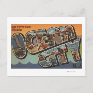 Ocean City, New Jersey - Large Letter Scenes Briefkaart