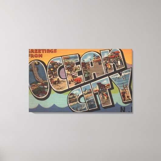 Ocean City, New Jersey - Large Letter Scenes Canvas Afdruk (Voorkant)