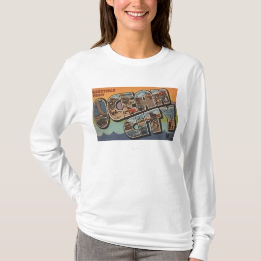 Ocean City, New Jersey - Large Letter Scenes T-shirt (Voorkant)