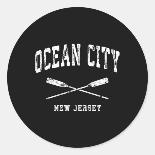 Ocean City New Jersey Nautical Crossed Oars Ronde Sticker (Voorkant)