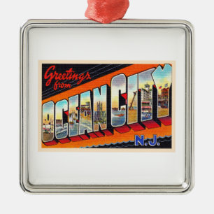 Ocean City New Jersey NJ Large Letter Briefkaart Metalen Ornament