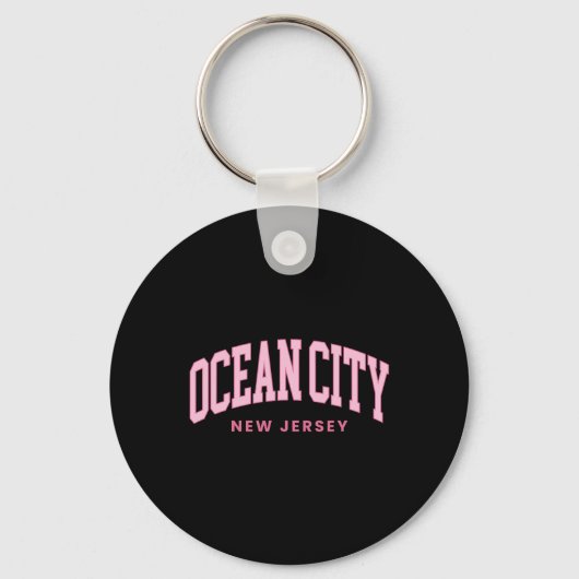 Ocean City New Jersey Nj Retro Preppy Throwback Wo Sleutelhanger (Voorkant)