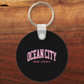 Ocean City New Jersey Nj Retro Preppy Throwback Wo Sleutelhanger (Voorkant)