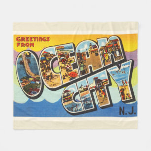 Ocean City New Jersey NJ Vintage Travel Briefkaart Fleece Deken