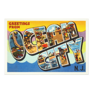Ocean City New Jersey NJ Vintage Travel Briefkaart Foto Afdruk