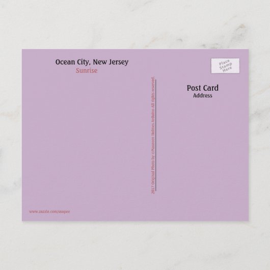 Ocean City, New Jersey Pastel Sunrise Briefkaart (Achterkant)