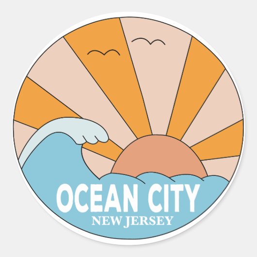 Ocean City New Jersey Ronde Sticker (Voorkant)