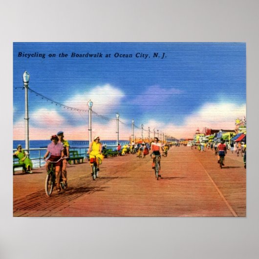 Ocean City NJ, Boardwalk Biking,  Poster (Voorkant)