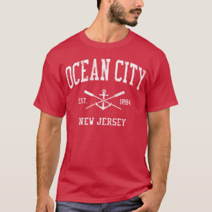 Ocean City Nj Gekruiste Riemen Bootanker Sporten v T-shirt