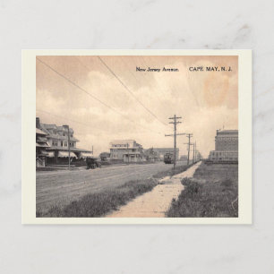 Ocean City NJ, New Jersey Ave,  stijl Briefkaart