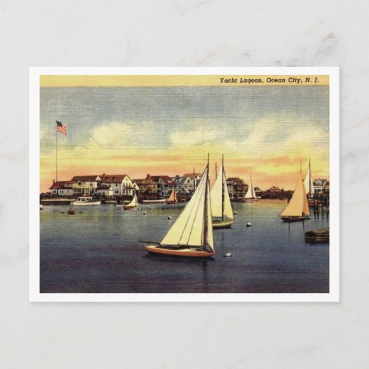 Ocean City NJ Yacht Lagoon 1950s Briefkaart (Voorkant)