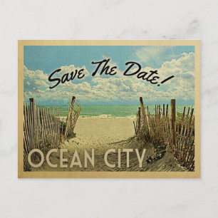 Ocean City Save the Date Beach Nautical Aankondigingskaart