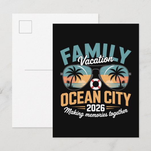 Ocean City-strand Aankondigingskaart (Voorkant / Achterkant)
