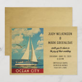 Ocean City Wedding Invitation Sailboat Kaart (Voorkant / Achterkant)