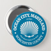 Ocean City (zeeschelp) Ronde Button 4,0 Cm (Voorkant /achterkant)
