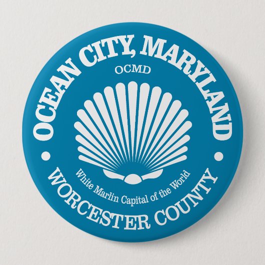 Ocean City (zeeschelp) Ronde Button 4,0 Cm (Voorkant)