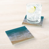 Ocean Clear Turquoise Water Sandy Beach Onderzette Glazen Onderzetter (Schuin)