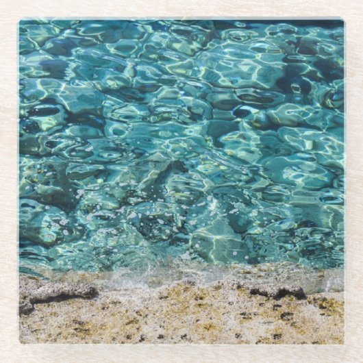 Ocean Clear Turquoise Water Sandy Beach Onderzette Glazen Onderzetter (Voorkant)